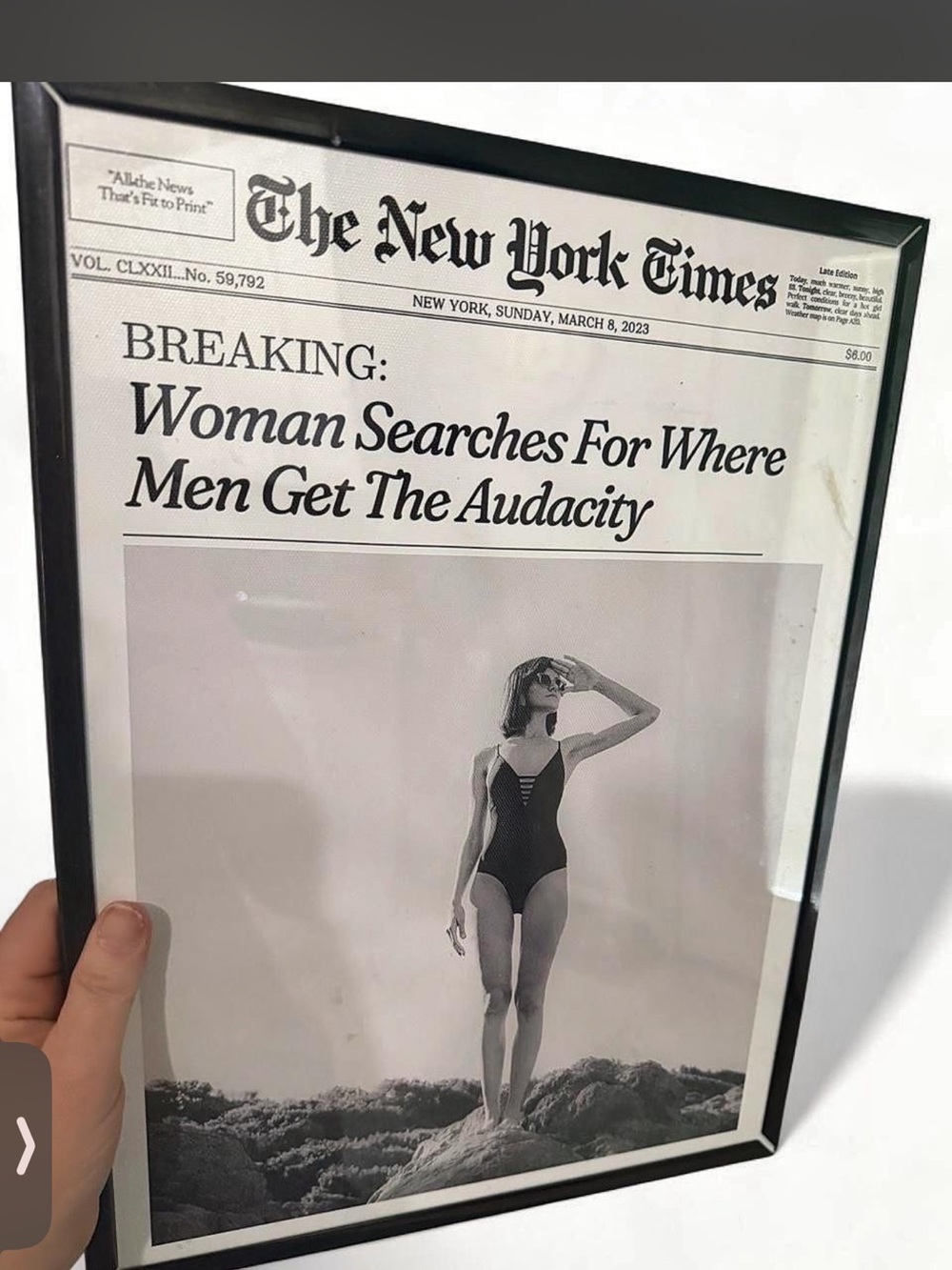 Framed 'The New York Times' Poster – Black & White